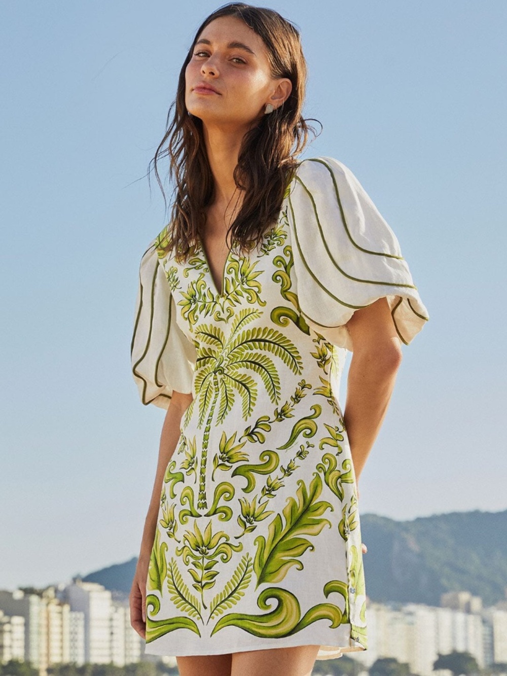 Off-White Milani V Neck Mini Dress